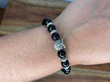 Load image into Gallery viewer, Obsidian Crystal Stone Bracelet With Owl Charm
