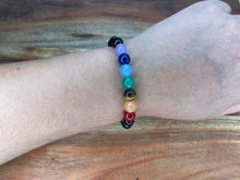 Load image into Gallery viewer, Seven Chakra Bracelet With Obsidian Beads
