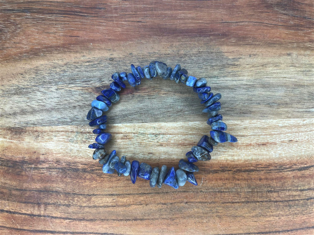 Lapis Lazuli Crystal Chip Stone Bracelet
