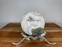 Load image into Gallery viewer, White Quartz Moss Agate Crystal Sphere
