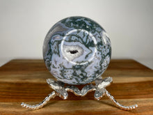 Load image into Gallery viewer, Purity Blue Moss Agate Crystal Sphere With White Quartz
