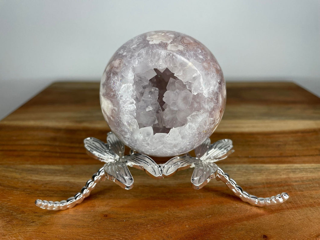 Pink Amethyst And Flower Agate Sphere Ball