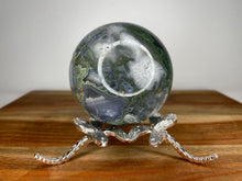 Load image into Gallery viewer, Peaceful Blue Moss Agate Crystal Sphere
