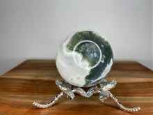 Load image into Gallery viewer, White Quartz Moss Agate Crystal Sphere
