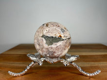 Load image into Gallery viewer, Pink Flower Agate With Pyrite Inclusions Crystal Sphere
