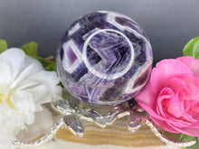 Load image into Gallery viewer, Chevron Amethyst Crystal Sphere With Quartz Banding
