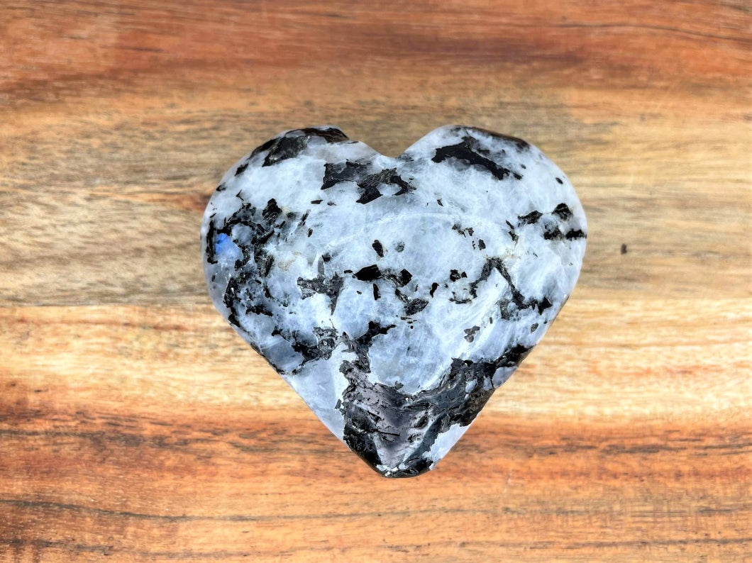 Moonstone With Black Tourmaline Love Heart