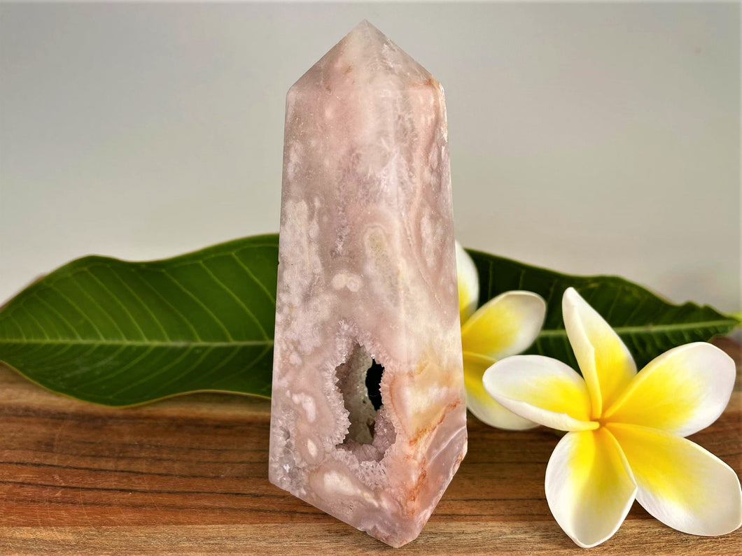 Pink Amethyst Crystal Tower Point With Cave Druzy