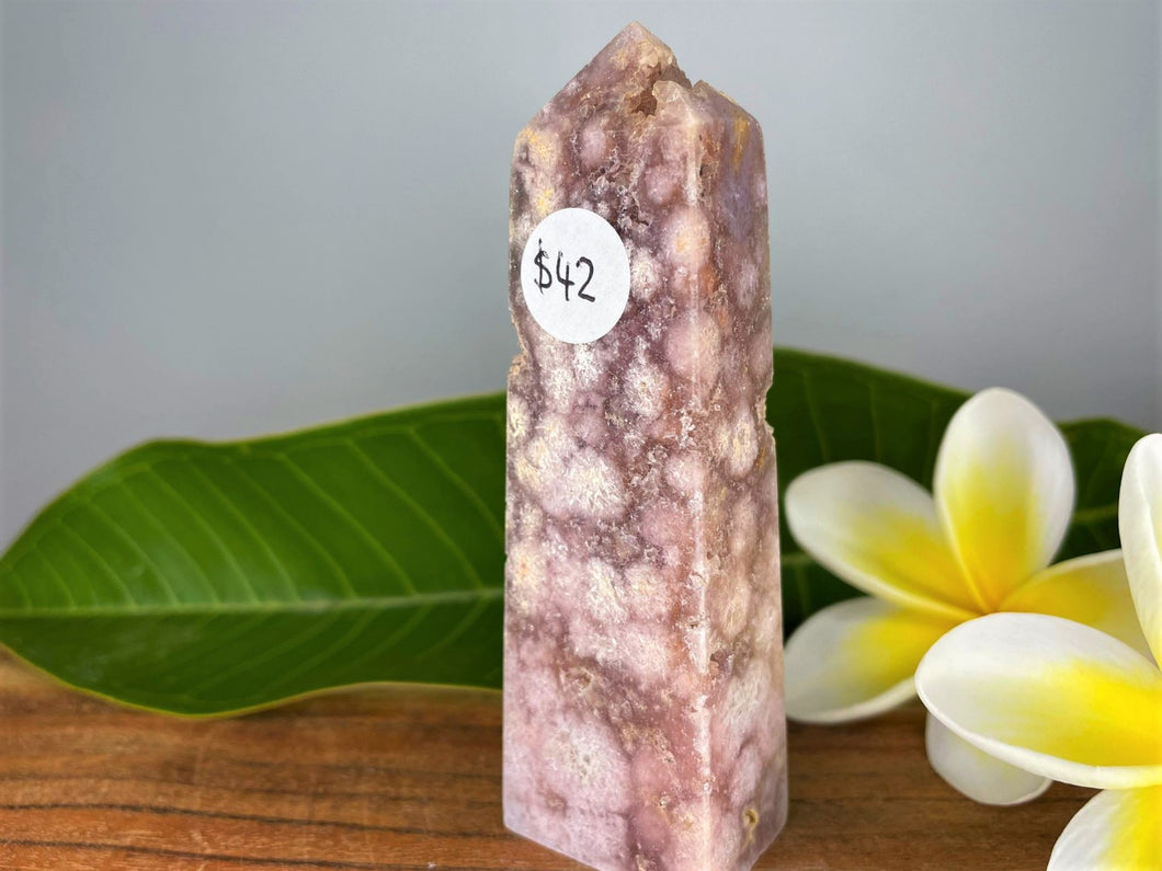 Deep Dark Pink Amethyst Crystal Tower