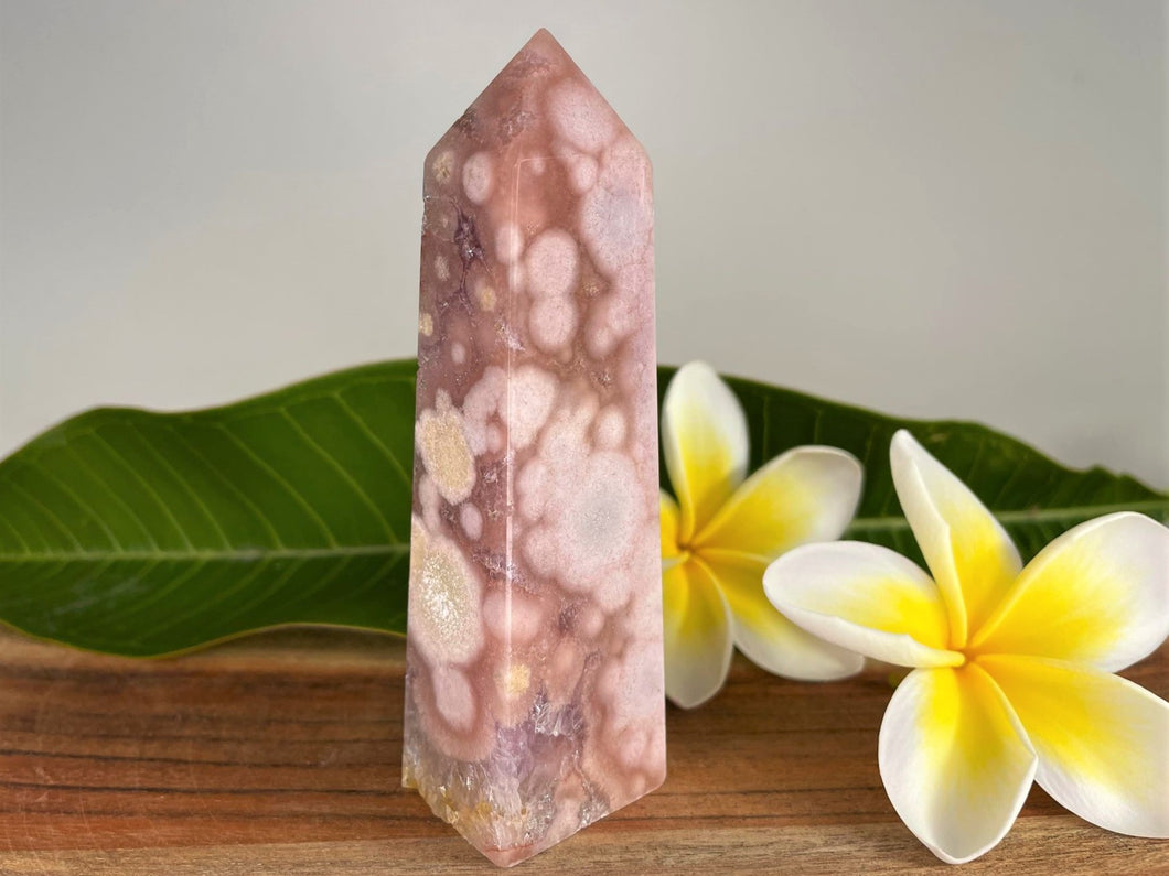 Beautiful Pink Amethyst Flower Agate Crystal Tower