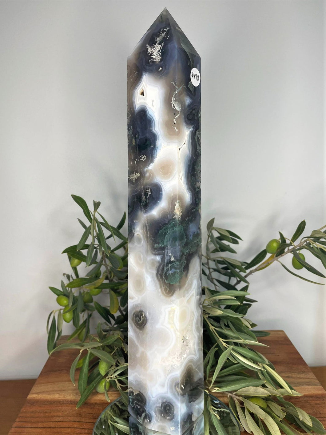 High Quality XXL Moss Agate Crystal Tower Point