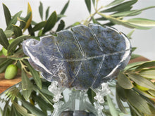 Load image into Gallery viewer, Druzy Blue Moss Agate Leaf Carving
