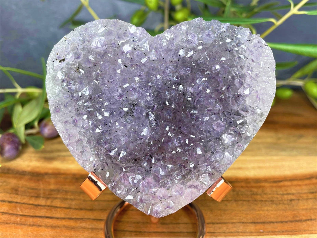 Calming Lavender Amethyst Cluster Crystal Love Heart