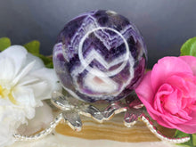 Load image into Gallery viewer, Chevron Amethyst Crystal Sphere With Quartz Banding
