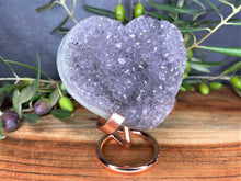 Load image into Gallery viewer, Calming Lavender Amethyst Cluster Crystal Love Heart
