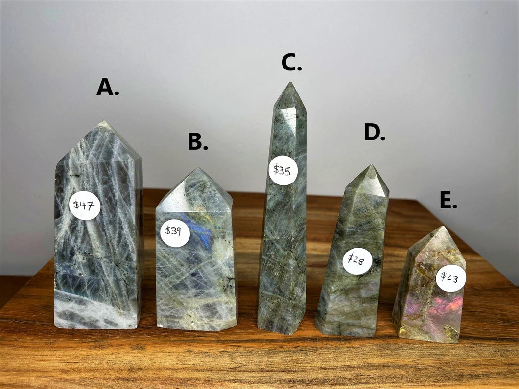 Natural Labradorite Crystal Point With Good Flash